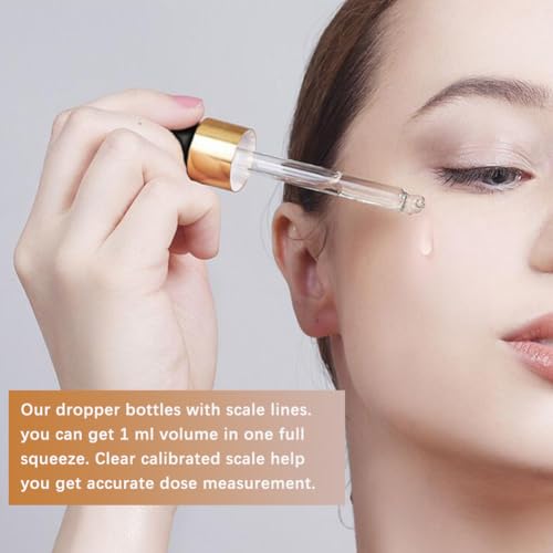 Image of Dropper Bottles 0.1&0.3 oz with 5ml Syringe Extract Tool, 5ml & 10ml Thick Dark Amber Glass Tincture Bottles with Eye Droppers-Leakproof Essential Oils Small Bottles with Scale Lines