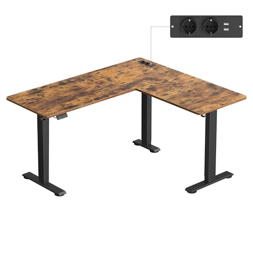 VASAGLE Escritorio Esquinero en L Ajustable en Altura, 160 x 140 cm