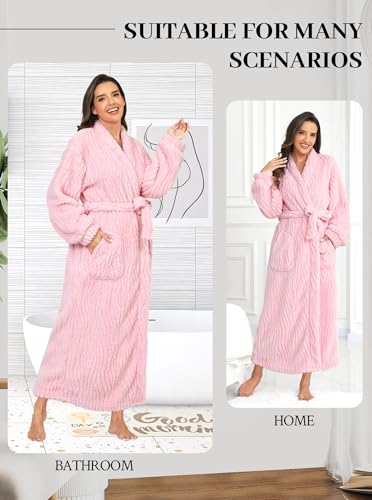 Image of Women Long Plush Fleece Bath Robe
