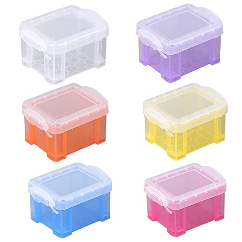 6 Pack Small Plastic Storage Boxes with Lids Mini Organiser Boxes