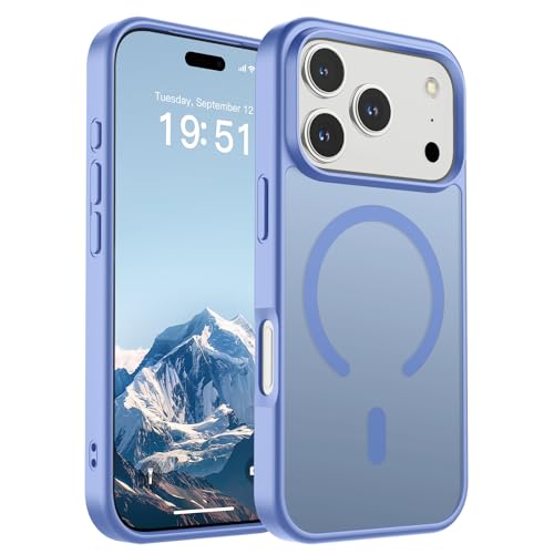 Image of SUPFINE Magnetic for iPhone 17 Pro Case (Compatible with MagSafe)(Military Grade Drop Protection) Translucent Matte Shockproof with Anti-Fingerprint Phone Cover,Blue Purple