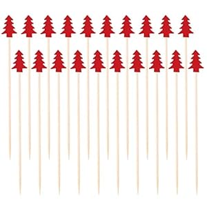 DOITOOL Kerstboom Cocktailprikker Kerst Bamboe Cocktailprikkers Voorgerecht Tandenstokers Cocktail Fruit Tandenstokers…