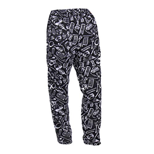 Almencla Chef Calças Largas, Uniforme Do Chef, Utensílios de cozinha XXL