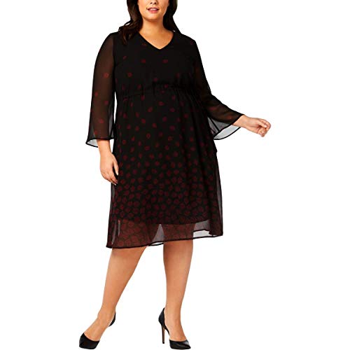 Robe Femme Anne Klein Plus Long Sleeve Drawstring Midi Dress Chic