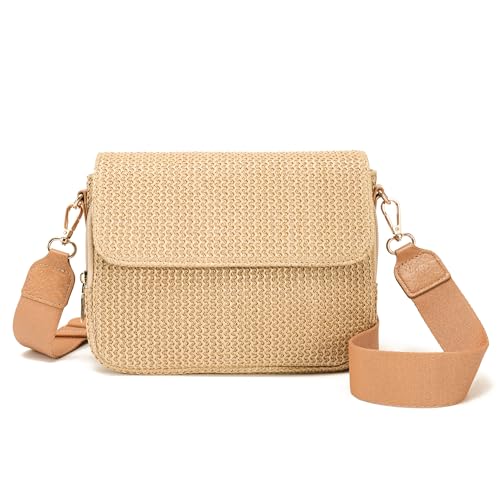 Straw Purses for Women 2025,Woven Small Crossbody Bag with RFID for Beach & Travel Vacation