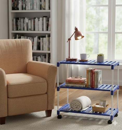 Image of CIPLA PLAST Space-Saving Classy Shoe Organizer, with Wheels, Storage Rack 3-Tier Covered Shoe Rack with 6+ Shoe Capacity, Dustproof Fabric Cover, Powder Coated Metal Frame & Fabric