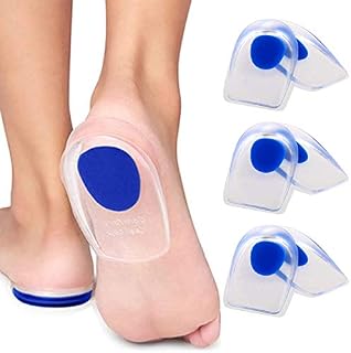 3 Pair Gel Heel Cups Plantar Fasciitis Inserts - Silicone Gel Heel Pads