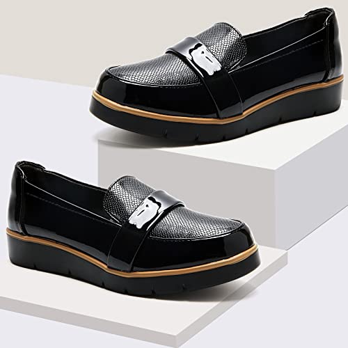 Image of UZB Slip On Loafers for Womens Leather Comfort Memory Foam Dress Shoes