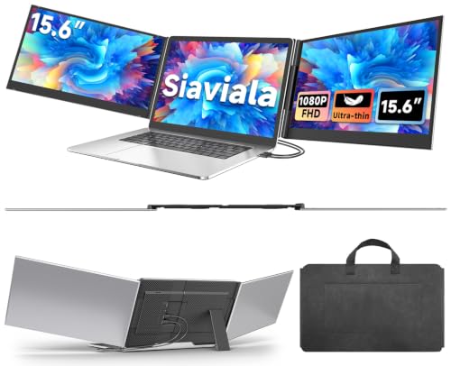 Image of Laptop Screen Extender 15.6 inch, 1080P FHD Triple Portable Monitor for Laptops 13-17.3 inch, Ultra-Slim Dual Monitor Extender for Windows /Mac /Chrome /Dex, USB-C /HDMI Plug and Play