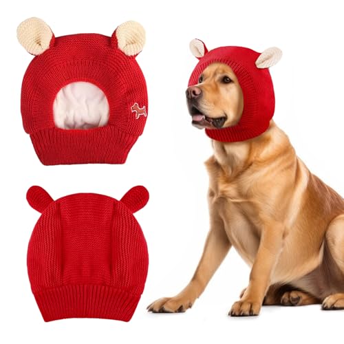 Gorro de Punto para Perros, Sombrero Cálido de Invierno para Perros, Gorro de Punto Cálido para Perro de Invierno, Sombrero de Punto Rojo para Perro, Abrigado para Perr-os Gato Medianos y Pequeños
