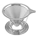 RIALTO Permanent Coffee Filter - Stainless Steel Pour Over Coffee Dripper - Reusable cone with pour over coffee stand - clever coffee dripper (1-2 cup)