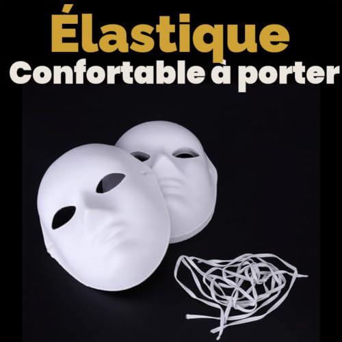 ZDL masqu à peindre, 6 pièces, blanc pour décorer, masque de carnaval en papier, masque de bricolage, peint par vous-même, pour Halloween – vue 3