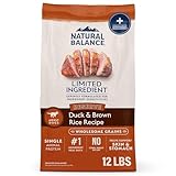 Natural Balance Limited Ingredient Adult Dry Dog Food with Healthy Grains, Reserve Duck & Brown Rice Recipe, 12 Pound (Pack of 1)