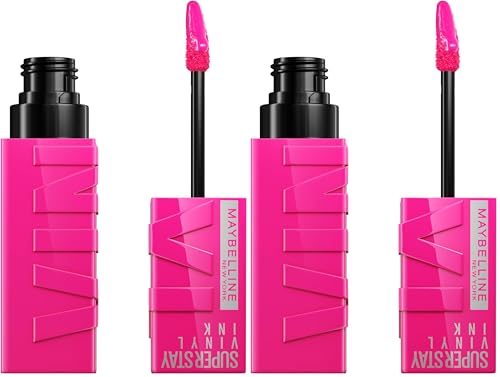Maybelline Pintalabios líquido de Nueva York con 16 horas de duración y acabado brillante, tinta de vinilo Super Stay, n.º 150 Striking, 4,2 ml (Paquete de 2)