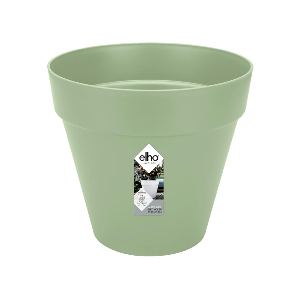 elho Loft Urban Round 40 - Large Plant Pot Outdoor - 100% Recycled Plastic - Ø 38.5 x H 35.3 cm - Green/Pistachio Green — image 1