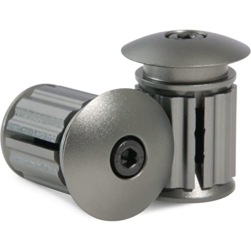 Domain Cycling - Handlebar End Plugs - Expanding, Aluminum And Adjustable Handlebar Bike Bar Ends For Road, Mountain, Bmx, Mtb Bicycle - 2 Set Plug Or Cap For Bike Bars (Titanium) #TOP17