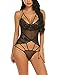 Produktbild ADOME Damen Sexy Bodys Negligee Spitze Babydoll Push-up Nachtwäsche Erotik Dessous Set Unterwäsche Lingerie Bademantel Nachthemd Transparente Reizwäsche