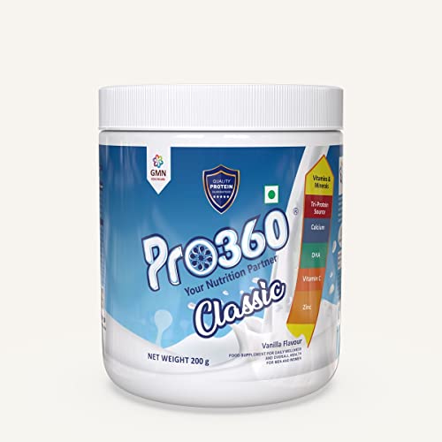 Pro360 Classic Daily Wellness Nutritional Protein Health Drink Supplement Powder for Men and Women – Instant Beverage Mix – 200G (Vanilla) Pro360 Classic Daily Wellness Nutritional Protein Health Drink Supplement Powder for Men and Women – Instant Beverage Mix – 200G (Vanilla)