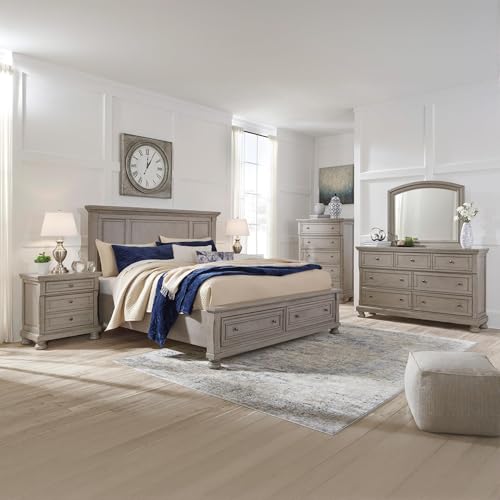 Image of Signature Design by Ashley Lettner Chest of Drawers, Tall Dresser, 5 Drawer Clothing Storage for Master Bedrooms, Veneers, Wood and Engineered Wood, Light Gray, 40 inchW x 18 inchD x 58 inchH
