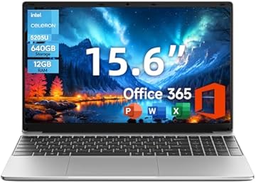 jumper Laptop, 12GB RAM 640GB ROM, Office 365-1 Year 5205U Processor, 15.6 Inch Computer, FHD IPS Screen, 38Wh Battery, 2 Stereo Speakers, Numeric Keyboard, HDMI, WIFI5, Type-C.
