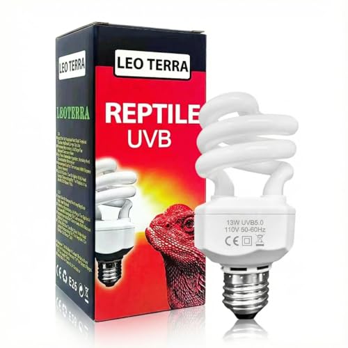 Leoterra 13W UVB 5.0 Light Perfect for Chameleons and Tree Frogs - Tropical UVA UVB Lamp E26 Compact Fluorescent Terrarium Bulb