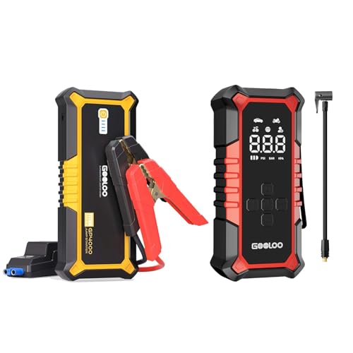 GOOLOO GP4000 Jump Starter 4000A Peak Car Starter& GOOLOO A6 Gear Tire Inflator Portable Air Compressor 160PSI Cordless  - Detailed View