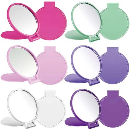 Mini Folding Mirror for Pocket Purse Clutch, Round Compact Mirror Portable Makeup Mirror Foldable Cosmetic Mirror Bulk Small Travel Mirror for Women Girls Daily Use, 12 Pieces