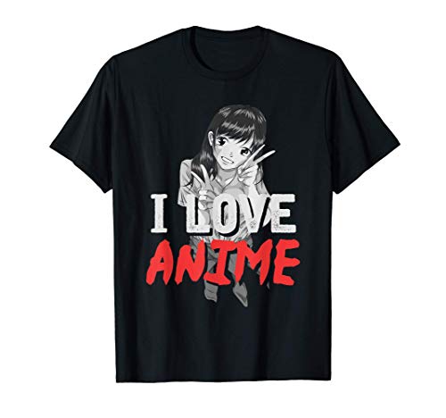 Japanese Manga Otaku Kawaii Girls Boys Gift I Love Anime T-Shirt