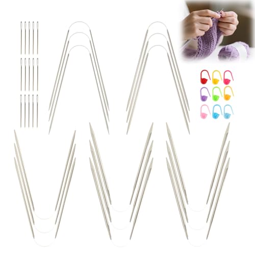 Set di ferri da maglia versatili: riceverete 15 ferri da maglia circolari in 5 misure comuni (2.0, 2.5, 3.0, 3.5, 4.0 mm), ciascuno di 3 pezzi per spessore, ideale per progetti di lavoro a maglia quotidiana come calze, maniche, vestiti per bambole e cappelli.
