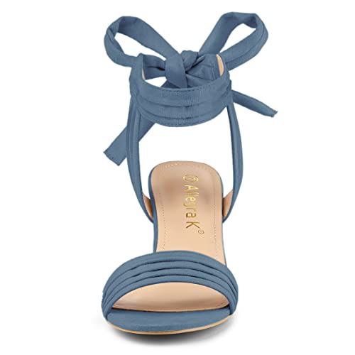 Image of Allegra K Women's Open Toe Ankle Tie Back Block Heels Sandals