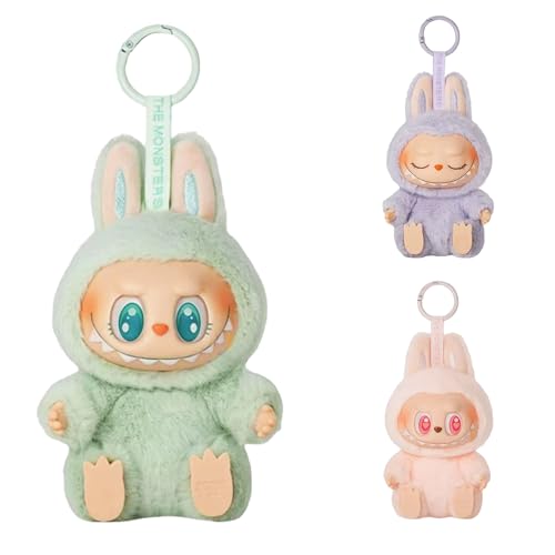 Ajuanbazha Labubu Monstruo Llavero, Llavero Labubu de Peluche, Regalo Ideal para Niños y Niñas, Perfecto para Decorar Mochilas y Bolsos (Verde)