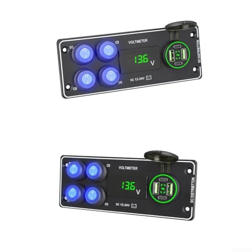Panneau de commutation à 4 positions 132W max avec charge rapide USB-C PD - 6