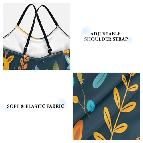 Cute Cartoon Giraffes Blue Kids Swimwear Girls, Beach Swimsuit, 3-10T Girls Athletic Swimsuit3