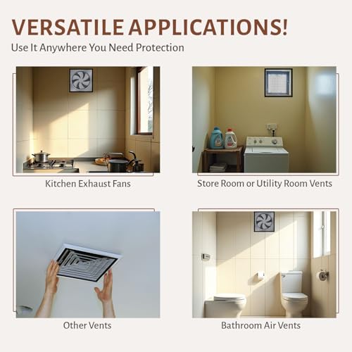 Image of TurtleGrip Mosquito Net for Bathroom, Kitchen Windows & Exhaust Fan | 120 GSM Fiberglass Mesh | Insect & Dust Barrier | Washable (Black, 50x60 cm)