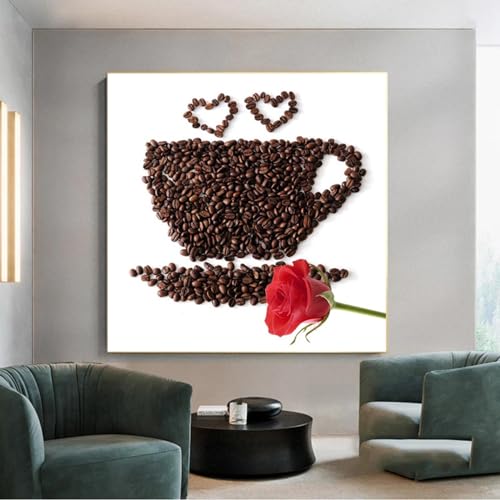 Affiche café grain en cœur pour exprimer votre amour du bon café matinal
