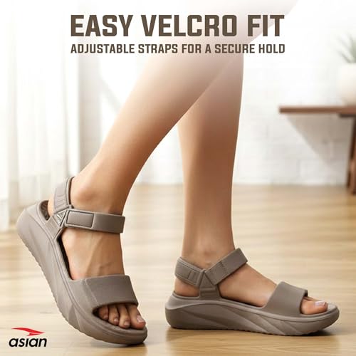 Image of ASIAN Indigo-32 Women's Casual Platform Sandals with Adjustable Strap | Lightweight EVA Sandals with Comfortable Cushioning Footbed for Travel