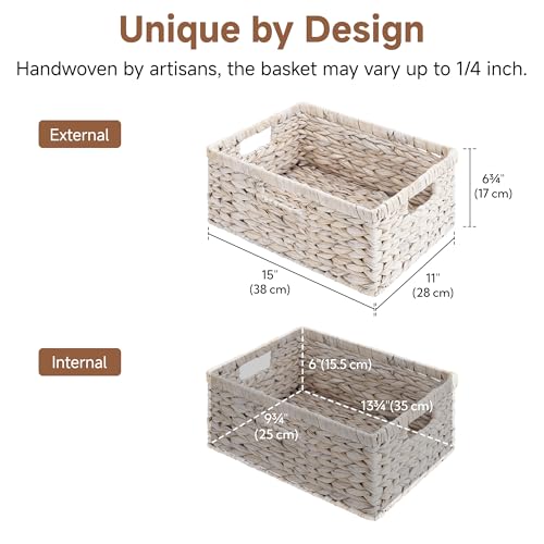 Image of StorageWorks Pantry Baskets, Water Hyacinth White Wicker Baskets, 1-Pack