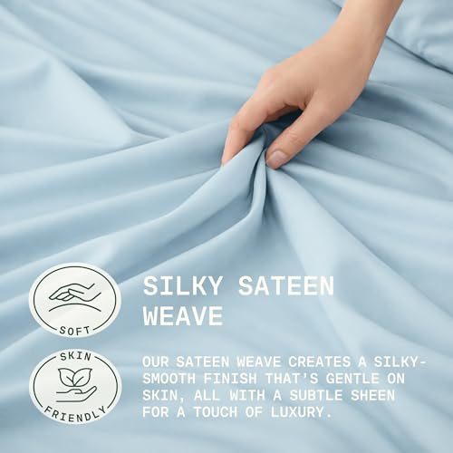 Image of TRUE BAMBOO Sheets Set California King Size - Silky Soft Luxe 4 Piece Bed Sheets with Breathable & Moisture-Wicking Fabric - 16 inch Deep Pocket with Corner Straps