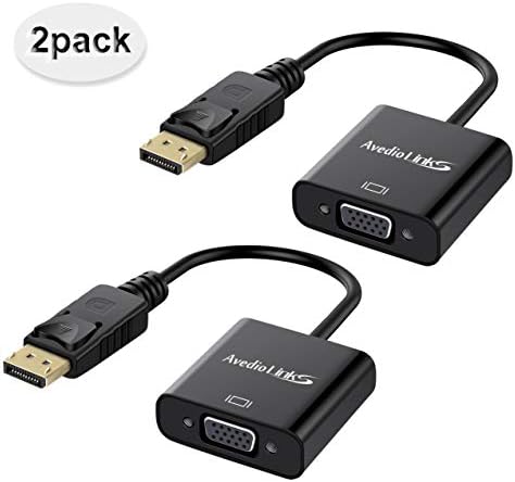 avedio links DisplayPort to VGA, 2 Pack, Gold-Plated Display Port (DP) to VGA Adapter Cable Converter(Male to Female) Compatible with Computer, Desktop, Laptop, PC,Monitor, Projector