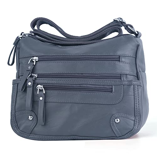 Image of ELDA 10 Pockets Crossbody Purses for Women Medium Pocketbooks Lightweight Ladies Satchel Bag Multi Pocket Shoulder Handbag