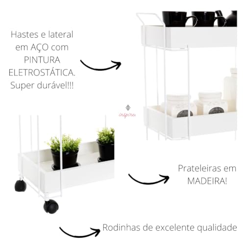 Carrinho Organizador Branco Multiuso Cozinha Bar Café Banheiro Salão cabeleireiro