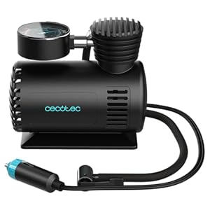 Cecotec Hinchador ElÃ©ctrico con Voltaje 12V, Compresor Aire CecoRaptor Perfect Pump. Corriente mÃ¡xima 10A, PresiÃ³n MÃ¡xima 250PSI, DiÃ¡metro del Cilindro 16mm, Cable 2.8m con Mechero, Manguera de Aire