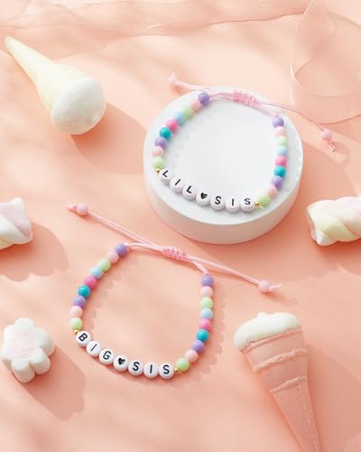 Image of 2 /3Pcs Big Middle Little Sis Heart Adjustable Braided Bracelet Set | Matching handmade sister friendship bracelets, sweet jewelry gifts for sisters, BFF friends, women and teengirls