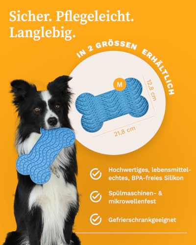 Martin Rütter – Leckmatte Hund in Knochenform mit Saugnäpfen Petrol M – Hundespielzeug aus Silikon BPA-frei – Schleckmatte für mentale Auslastung & Beschäftigung – Spülmaschinen- & Gefrierschrankfest