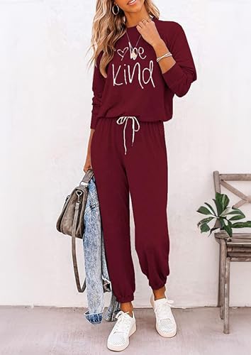 Image of PRETTYGARDEN Women's Two Piece Outfit Long Sleeve Crewneck Pullover Tops And Long Pants Tracksuit | Long Sleeve Shirts, Jogger Pants Pockets, Matching Track Suits, Fall Spring Comfy Clothes for Casual Outing, Cruise, Airport