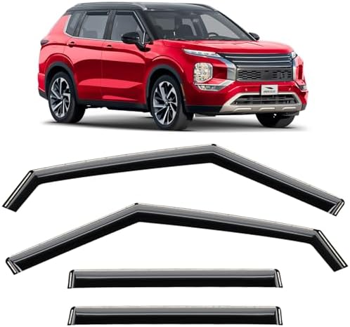 Voron Glass in-Channel Extra Durable Rain Guards for Mitsubishi Outlander 2022-2026, Window Deflectors, Vent Window Visors, 4 Pieces - 200657
