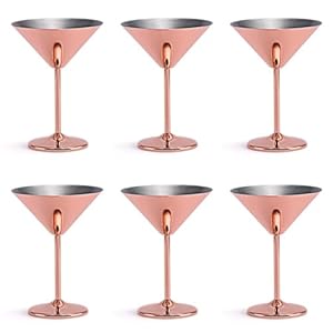 Mocturnity 6X Edelstahl Kupfer Martinigläser
