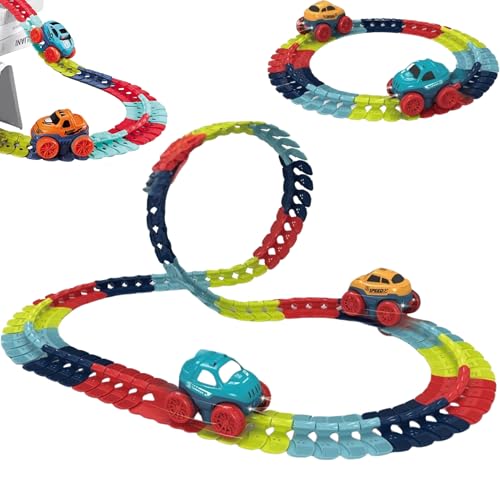 Car Track Set Race Track Toys for Boys Kids LED Light-Up Race Car,Flexible Changeable Magic Race Car Track Toys for 3 4 5 6 7 8+Year Old Boys Girls as Best Birthday Gift (50pcs)