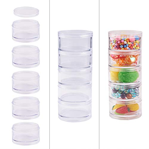 Benecreat 15G/30Ml Stackable Round Plastic Containers 5 Column(5 Layer/Column) Bead Storage Jars Box For Beads, Buttons, Crafts And Small Findings #TOP1