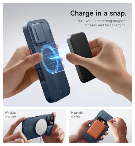 Image of SURITCH for iPhone 16 Pro Case with Slide Camera Cover and Adjustable Kickstand, Compatible with MagSafe, Shockproof Bumper Case Slim Protective Cover for iPhone 16 Pro 6.3 Inch,Blue